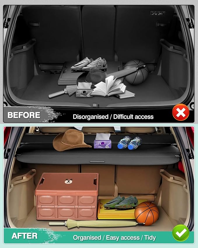 Powerty Cargo Cover for Honda CRV 2007-2010 2011 Retractable Trunk Cover Trunk Shielding Shade for CRV Accessories Cargo Luggage Cover No Gap