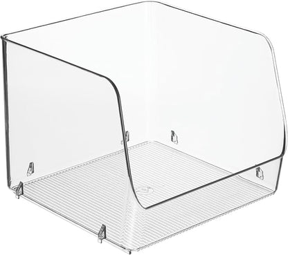 iDesign Open-Front Storage Bin - All-Purpose Bin for Kitchen, Bathroom, or Office - Clear - Made in USA