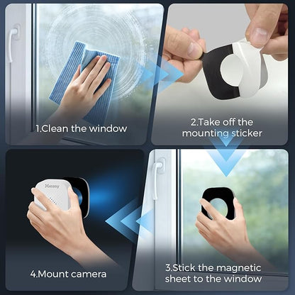 5MP 3K Window Security Camera with 24/7 Recording, No Subscription Required, Indoor Camera with Color Night Vision, Motion Detection, 2.4G＆5G WiFi, Quick & Easy Installation (1Pack)