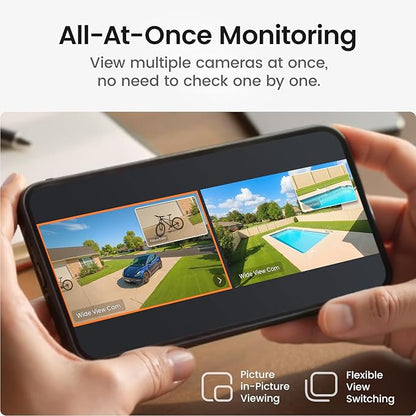 aosu T2 Pro Solar Security Cameras Wireless Outdoor, 2 Cam Kit, 3K Dual Cam No Blind Spot Security Camera for Home, 170° Wide + 360° PTZ, AI Detection, 8X Zoom, Expandable 1TB Local Storage