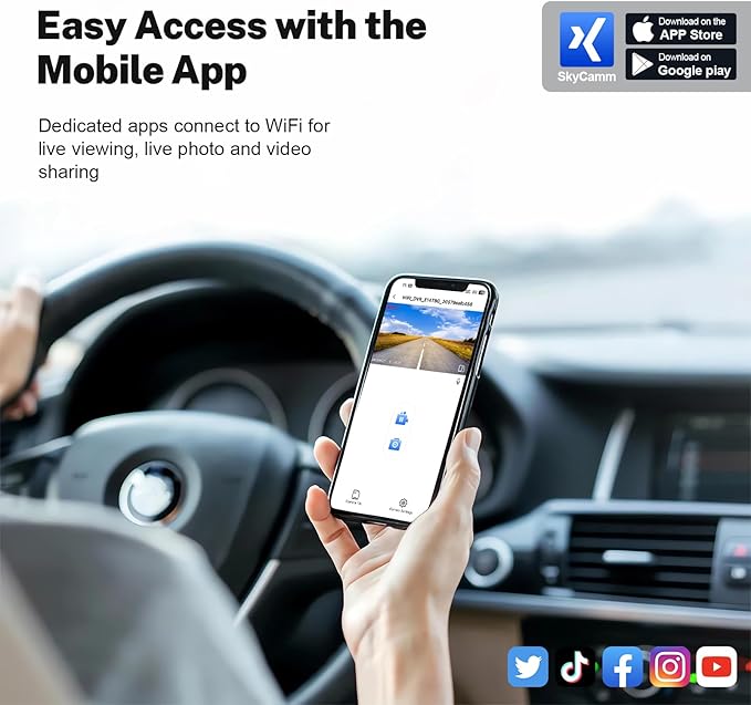 Front 4K & Rear 1080P Dash Cam Custom Fit for 5th Gen Dodge RAM 1500,2019 2020 2021 2022 2023 2024 (Model E),Rebel Big Horn Laramie Tradesman TRX Classic,UHD 2160P Video,OEM Look,App&WiFi,128GB Card