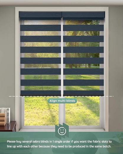 Yoolax Motorized Blinds with Remote, Motorized Zebra Shades Compatible with Alexa, Privacy Motorized Blinds, Zebra Shades for Windows Custom Size(V-Deep Sea)