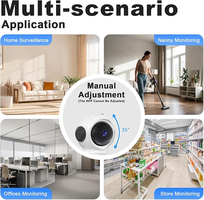 2K Clock Indoor Camera, 2.4G/5G WiFi Cameras for Home Security with Temperature & Humidity Display, 2-Way Audio, AI Motion Detection, Color Night Vision, Baby Monitor & Pet Camera (White)