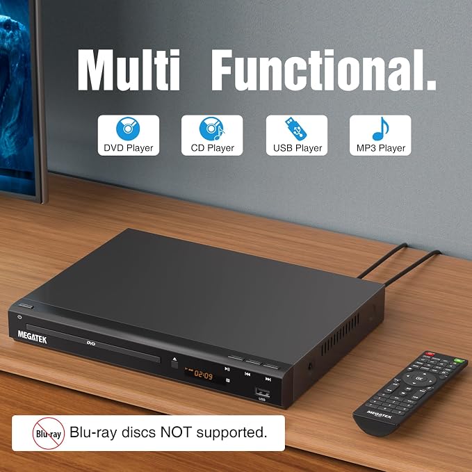 MEGATEK Region-Free DVD Player for TV with HDMI & 1080P Upscaling