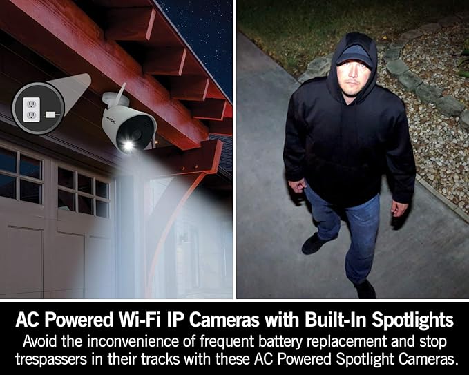 Night Owl AC Powered 1080p HD Wi-Fi IP Indoor/Outdoor Camera with 100 ft. of Night Vision, 2-Way Audio, Built-in Spotlight, Wide Viewing Angle and Free Remote Viewing App, 2-Pack