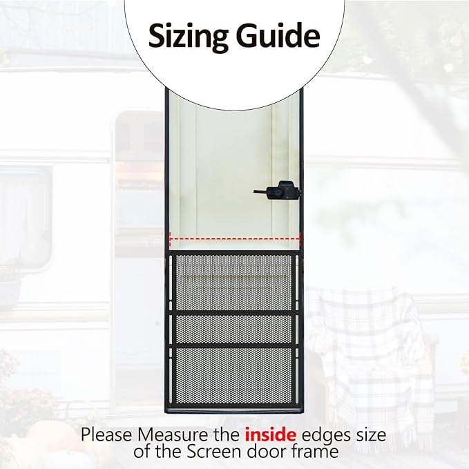 RV Entry Screen Door Grille,Upgraded Adjustable 16-32 in Width, 21.25 in Height, Metal Entry Screen Door Protector,Camper Screen Door Grill,RV Door Defender