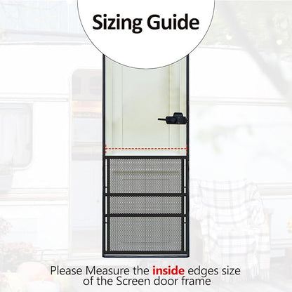 RV Entry Screen Door Grille,Upgraded Adjustable 16-32 in Width, 21.25 in Height, Metal Entry Screen Door Protector,Camper Screen Door Grill,RV Door Defender