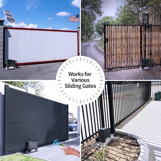 TOPENS DK1000S Solar Sliding Gate Opener Rack Drive Automatic Gate Motor for Heavy Driveway Slide Gates Up to 1800 Pounds, Electric Gate Operator Battery Powered with Solar Panel Remote Control Kit