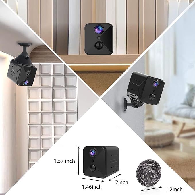 Wireless Mini Security Camera FKJ-WiFi, Remoted App Viewing, Long time Standby Battery Camera for Home, 2K Live View, Portable,Indoor with Auto Night Vision & Real-time Motion Alerts