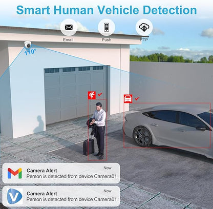 Anpviz 4K 8MP PoE Camera, Full Metal Turret Security IP Camera Outdoor Wired, AI Human Vehicle Detection, 100FT Smart Dual Light Color Night Vision, Built-in Mic, NDAA, IPC-D3B83W-S (U Series)
