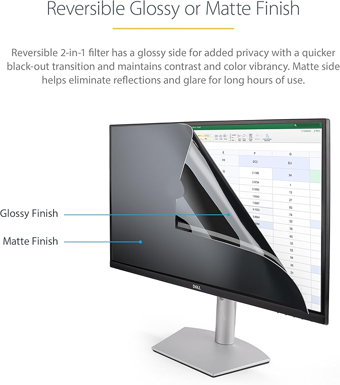 StarTech.com 19.5-inch 16:9 Computer Monitor Privacy Filter, Anti-Glare Privacy Screen w/51% Blue Light Reduction, Monitor Screen Protector w/+/- 30 Deg. Viewing Angle (19569-PRIVACY-SCREEN)