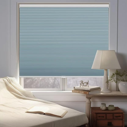 Changshade Cellular Shades Blackout Cordless Custom Size, Honeycomb Indoor Window Blinds Room Darkening 1.5 inch Cell Pleated Easy to Install for Home, Office, Bedroom, Nursey, Blue