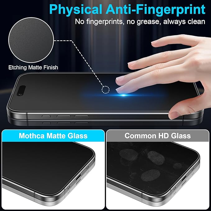 Mothca 2 Pack Matte Privacy Screen Protector for iPhone Air 6.5-inch [Auto Fit Box Dust-Free] Anti Spy Anti-Glare Anti-Fingerprint Full Coverage Tempered Glass, Smooth as Silk, Case Friendly