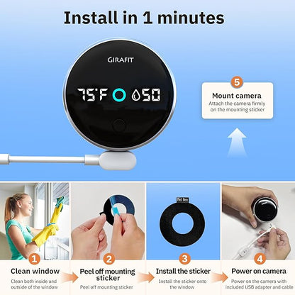 Girafit 3K 5MP Window Camera,Cameras for Home Security with Thermometer Hygrometer,Indoor Camera for Outdoor Monitoring with ChroMax Al Color Night Vision,Person Detection