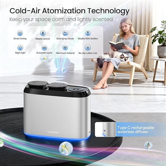 Waterless Scent Diffuser,Hotel Scent Oils Included-Whole House Air Freshener-Scent Diffusers for Home,Office,Essential Oil Diffuser Large Room,Smart, Cold-Air Tech,App Control (Luxury SL)