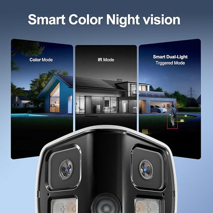 UNILOOK 4K 8MP Dual Lens PoE IP Security Camera Outdoor, 180 Degree Panoramic Wired Security IP Camera, Smart Dual Light, AI Human/Vehicle Detection, Two Way Talk, 512GB SD Slot, Full Metal, NDAA
