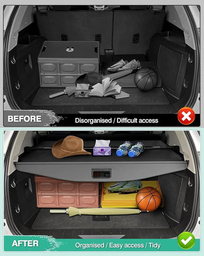 Powerty Cargo Cover for Chevy Chevrolet Equinox & GMC Terrain 2010-2016 2017-Canvas Texture Trunk Cover Retractable Trunk Security Shield Shade for Chevrolet Equinox/GMC Terrain Accessories