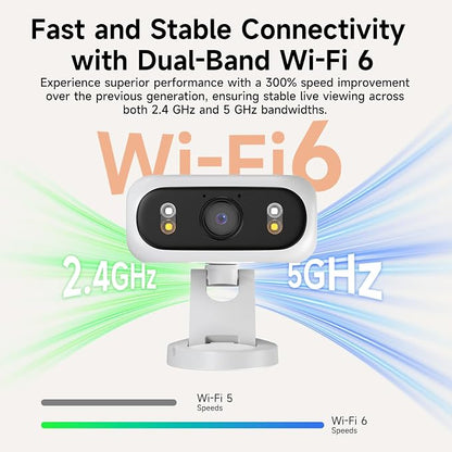 Solar Security Camera Wireless Outdoor, 2.4GHz 5GHz Dual Band WiFi Camera, Magnetic Folding Mount, AI Human/Vehicle Detection, Full Color Night Vision, Siren, 2-Way Talk for Home Garage Yard
