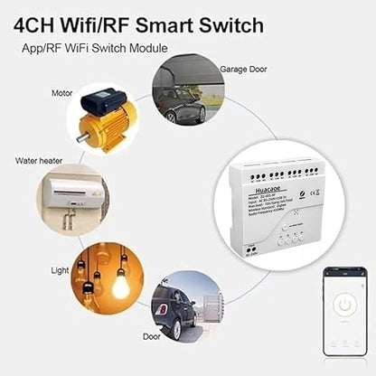 Zigbee 4CH AC 85-250V Relay Smart Switch Module,Wireless APP Remote Control with Inching/Self-Lock/Interlock Switch modle,Works with Tuya Zigbee Gateway,Alexa,Google Home (Required ZigBee Hub)