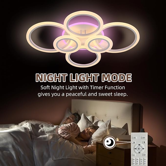 70W Modern Flush Mount Ceiling Light, Dimmable Remote, White | 4200LM Brightness, Adjustable 3000-6000K Lighting, Ideal for Living Room, Bedroom & Kitchen