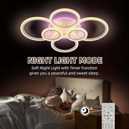 70W Modern Flush Mount Ceiling Light, Dimmable Remote, White | 4200LM Brightness, Adjustable 3000-6000K Lighting, Ideal for Living Room, Bedroom & Kitchen