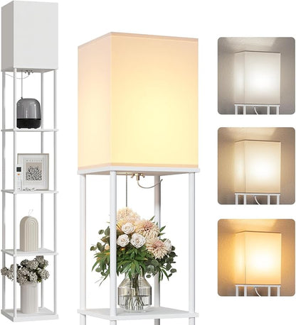 SUNMORY 5 Tier Floor Lamp with Shelves, Standing Lamps for Living Room