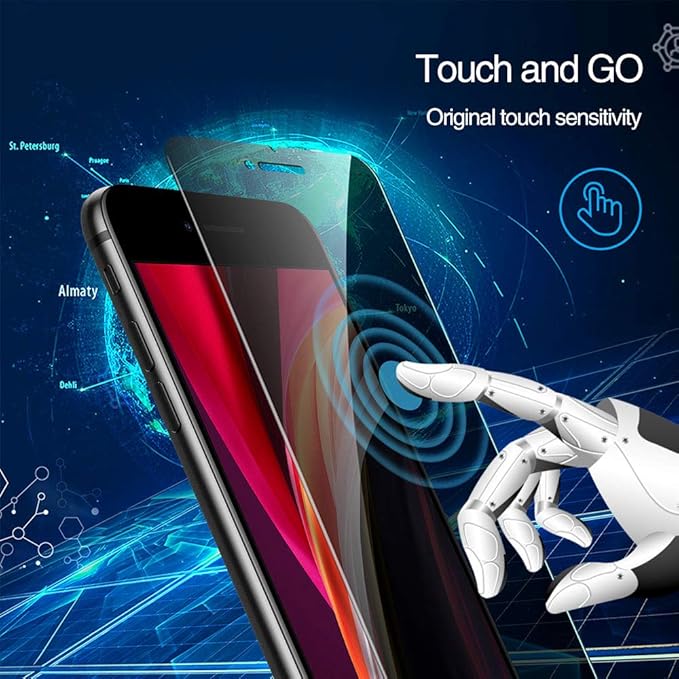 3-Pack Privacy Screen Protector for iPhone SE 2020, Anti Spy Tempered Glass Film, Touch Sensitive, Bubble-Free, Case Friendly [with Easy-Installation Tool][4.7 inch]