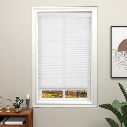 Changshade Cordless Cellular Shades Light Filtering Custom Size, Honeycomb Door Indoor Window Blinds 1.5 inch Cell Pleated Easy Install for Home, Office, Living Room, Bedroom, Bathroom, Nursey, White