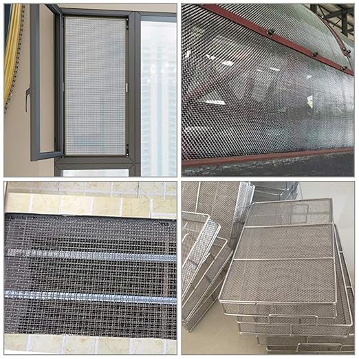 TIMESETL 2 Pack 304 Stainless Steel Woven Wire 10 Mesh, 12"x24" (30cmx60cm) Cabinets Wire Guard Screen Metal Security Mesh Window Screen Net