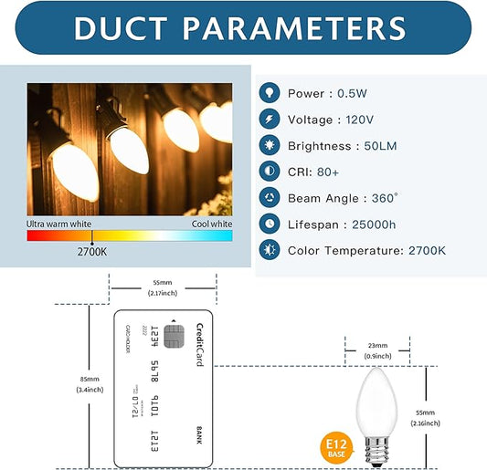C7 E12 LED Night Light Bulbs 0.5W (5W Equivalent), 2700K Warm White Milky Glass Candelabra Bulbs, Low Watt Small Light Bulb for Window Candles, Chandeliers, Salt Lamp, Appliance, 6 Pack