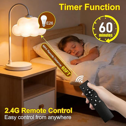 SCNNC LED Remote Control Light Bulbs, 700LM 9W, 60 Watt Equivalent, 3000K-6500K Stepless Dimmable Warm Light Bulbs, E26/E27 Base,100V-240V AC, CRI 80+, 30000+ Hours Lifespan (1 Remote, 1 Bulb)