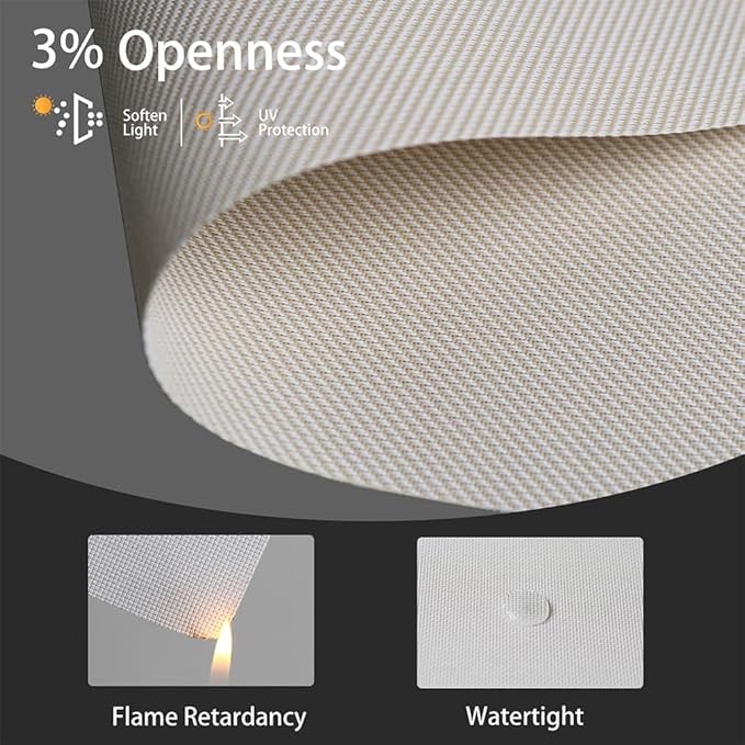 Motorized Solar Shades, Light Filtering Smart Blinds for Windows Automatic Blinds Compatible with Alexa, Falme Resistant Roller Shades Customized for Office Living Room (3% Openness Beige)