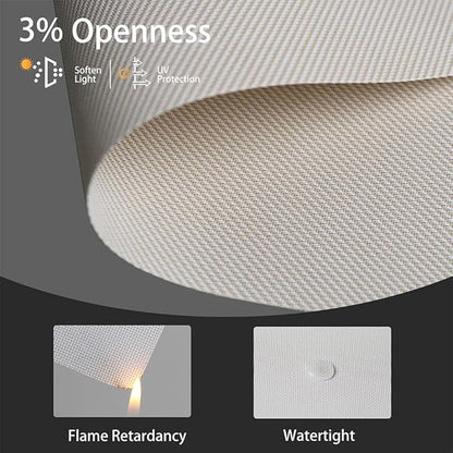 Motorized Solar Shades, Light Filtering Smart Blinds for Windows Automatic Blinds Compatible with Alexa, Falme Resistant Roller Shades Customized for Office Living Room (3% Openness Beige)