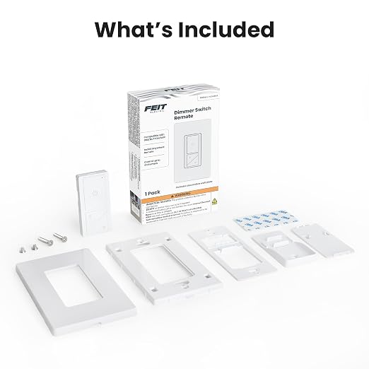 Feit Electric Dimmer Switch Remote, Wireless Smart Lighting Control, Push-Button Dimming, Beacon Control for Up to 4 Wired Dimmers, Battery-Powered (CR2032 Button Cell, 4-Year Life), DIM/Companion