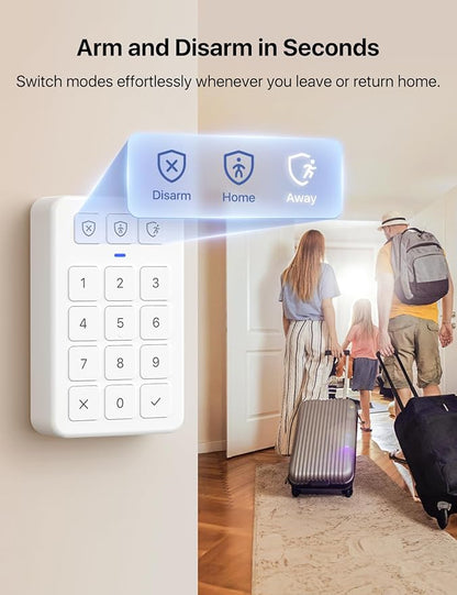 X-Sense Smart Home Security System, Wireless Security System 5-Piece Set, Supports Mobile App Alerts, Compatible with Alexa, Includes 1 Base Station, 2 Door Sensors, 1 Motion Sensor, 1 Keypad, AS05