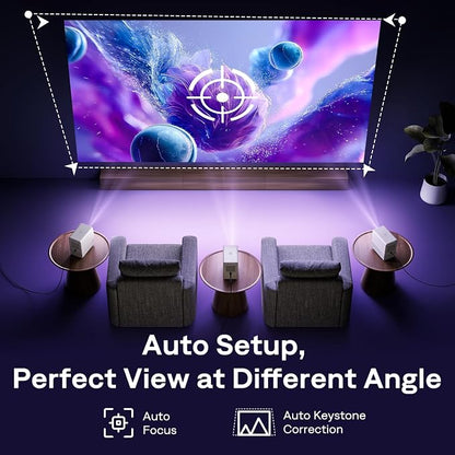 Aurzen Roku TV D1R Cube Smart Outdoor Projector with WiFi and Bluetooth | Roku TV Built-in, Sealed Optical Engine, 1080P FHD, DoIby Audio, Portable Mini Projector for Home/Outdoor Movie Soccer Game