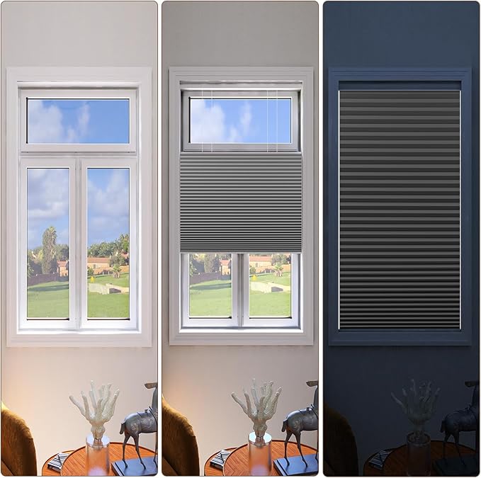LEXEN Smart Top Down Bottom Up Honeycomb Shades WiFi Enabled Motorized Cellular Blinds Compatible with Alexa/Google Home Double Cellular Fabric Blackout Insulated Custom Sizes-White