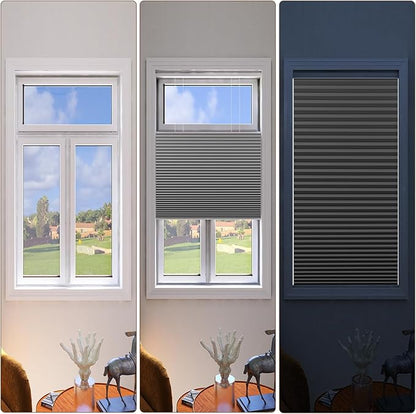 LEXEN Smart Top Down Bottom Up Honeycomb Shades WiFi Enabled Motorized Cellular Blinds Compatible with Alexa/Google Home Double Cellular Fabric Blackout Insulated Custom Sizes-Brown