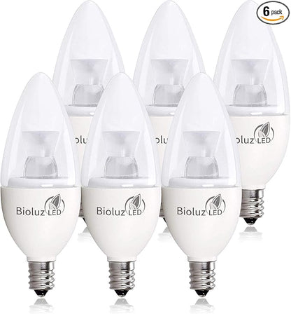 Bioluz LED Light Bulb 40 Watt Candelabra Bulbs 4.5W Dimmable Candelabra LED Bulbs C37 E12 Led Bulb,325 Lumens,120° Beam Angle 3000K Soft White LED Candle Light bulbs For Home Decor UL Listed Pack of 6