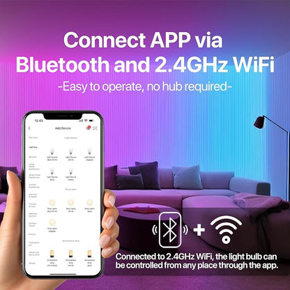 ORALUCE Smart Light Bulb Compatible with Alexa & Google Home, A19 E26 LED Light Bulb 60W Equivalent, 2.4GHz WiFi & Bluetooth Color Changing APP Dimmable, Multicolor LED Bulb 900 Lumens,4P