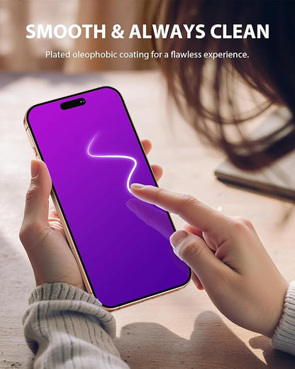PDDKISS Compatible for iPhone 17 Privacy Screen Protector 6.3 Inch, Purple Gradient Anti Spy Anti Blue Light HD Tempered Glass Easy Installation