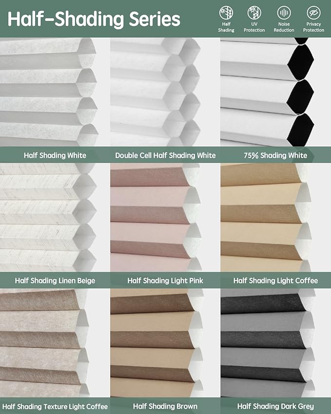 Yoolax Motorized Cellular Shades Compatible with Alexa, Motorized Blinds with Remote Smart Honeycomb Shades for Indoor Windows, Automatic Blinds with Remote, Fabric Sample (Multicolor)