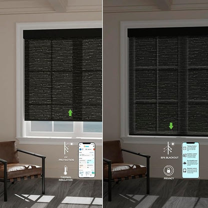 Motorized Blinds with Remote [Light Filtering] Smart Blinds Compatible with Alexa Google HomeKit, 60% Blackout Automatic Roller Shades for Indoor Windows, Customized Size, Dark Lace
