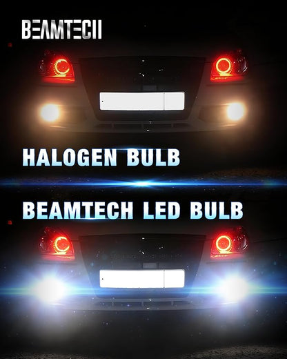 BEAMTECH 7440 7443 LED Bulbs for Reverse Lights, 6500K White Super Bright 7441 992 T20 W21W 7444 LED for Back Up Tail Brake Parking Lights, Pack of 2