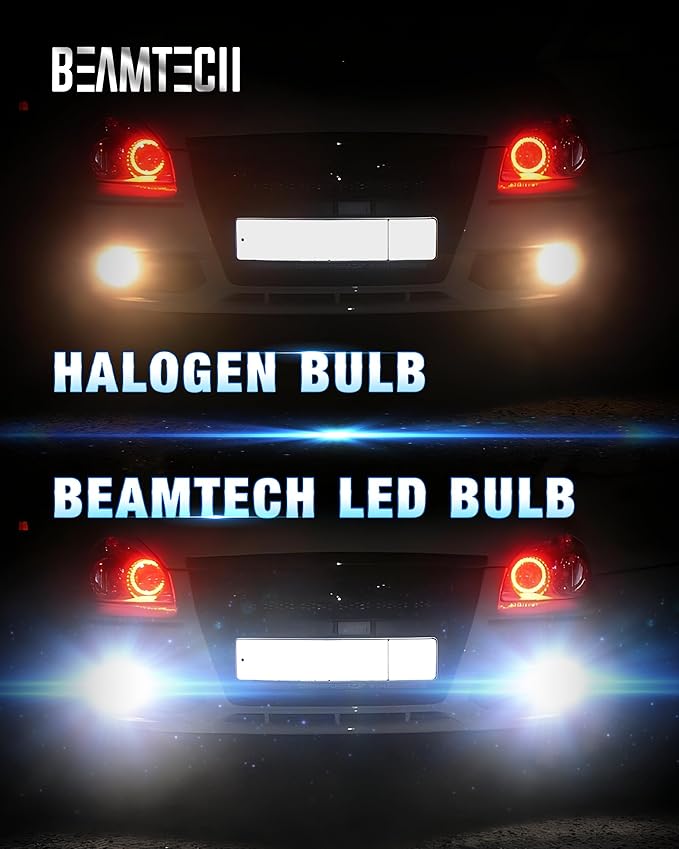 BEAMTECH 1157 LED Bulbs for Brake Tail Lights, 6500K Cool White Super Bright, 2057 2357 7528 BAY15D for Parking Backup Reverse Lights, Front Rear Side Marker Lights, Pack of 2