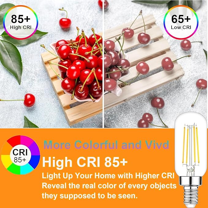 T6 E12 Candelabra Bulb LED, 4 Pack Dimmable Flicker-Free E12 LED Bulb 40w Equl 4W, 2700K Warm White Candelabra Light Bulbs T6/T25 Long Lasting E 12 Edison Light Bulbs for Chandeliers, Pendant
