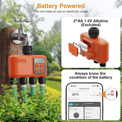 Smart WiFi Sprinkler Timer 4 Zone, Irrigation Controller for Garden Hose