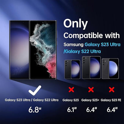 X-it for Samsung Galaxy S23 Ultra/S22 Ultra Screen Protector Privacy [Auto Alignment/Dust Removal],Bubble-Free,[100% Ultrasonic Fingerprint ID] Easy Installation Full Coverage Anti-Spy [Non-Glass] 2 Packs