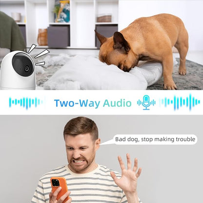 Rraycom 3Pack 4MP Indoor Baby & Pet Monitor Camera, 360° Auto Tracking, Cry & Sound Detection, Dual-Band 2.4G/5G WiFi, SD & Free Cloud Storage, Alexa & Google Home Compatible