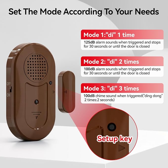 Sanjie Door Window Alarm Sensors, 3 Pack, 125dB, Volume Control | Easy-install door and window alarms with loud adjustable alerts, long battery life, and versatile use for home safety